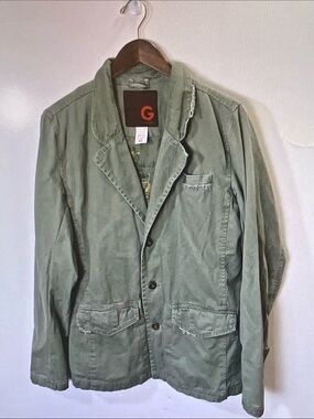G by Guess Sage Green Military Field Blazer